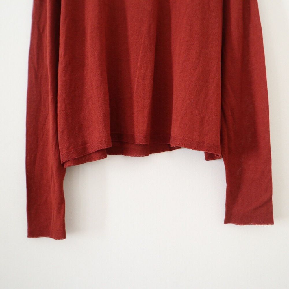 Eileen Fisher Size S Seamless Sleek Tencel Knit Jewel Neck Top Rust Copper Red - Picture 10 of 10